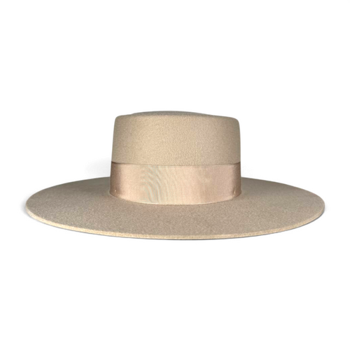 Felt Beige Canotier Hat