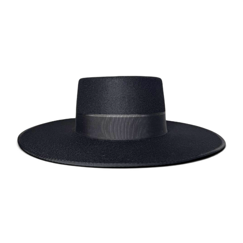 Felt Black Canotier Hat