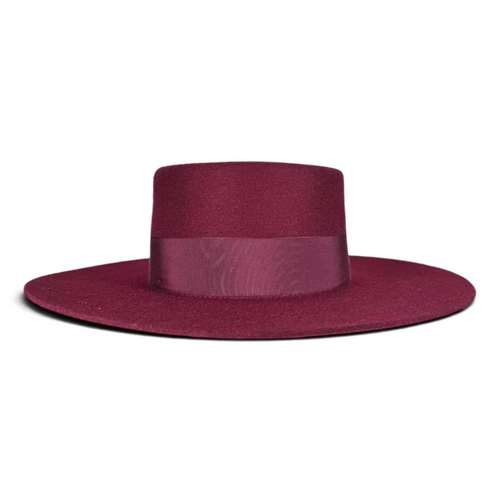 Felt Burgundy Canotier Hat