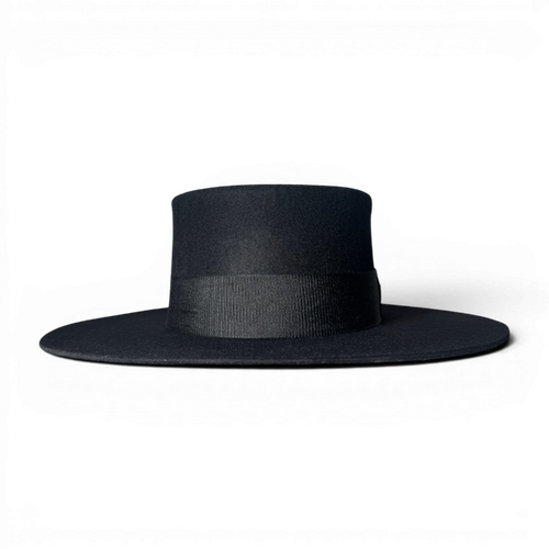 Florence black canotier hat