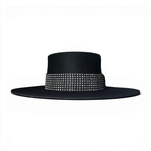 Hermis Black Canotier Hat
