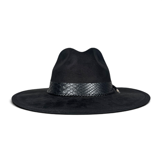 Black Suede Fedora with Feather Black Suede Fedora with Feather