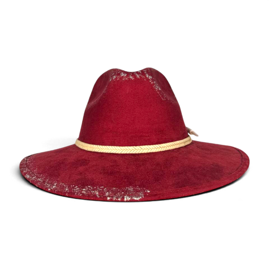 Burgundy Suede Fedora Hat
