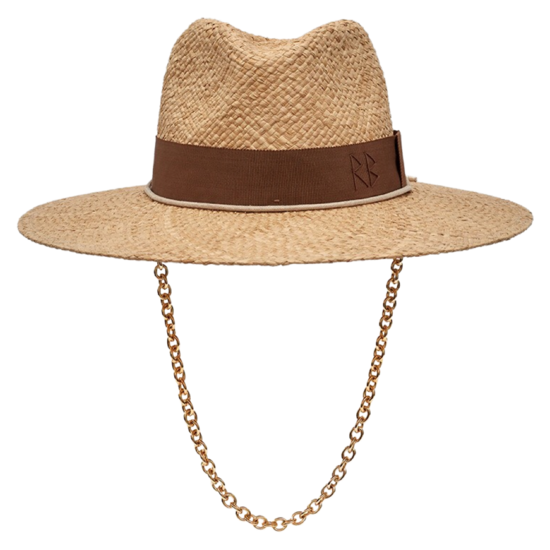 Sombrero Fedora de Paja con Correa de Cadena