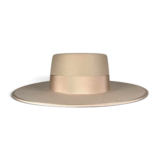 Sombrero Canotier de Fieltro Beige