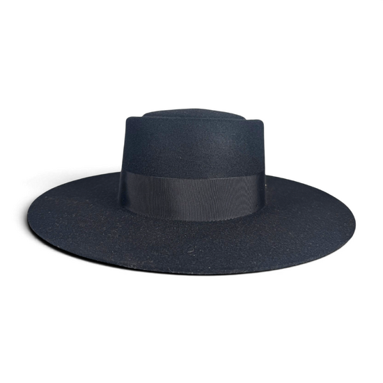 Felt Black Canotier Hat Felt Black Canotier Hat