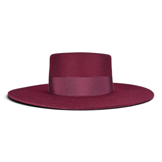 Felt Burgundy Canotier Hat Felt Burgundy Canotier Hat