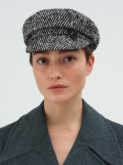 人字纹羊毛混纺帽