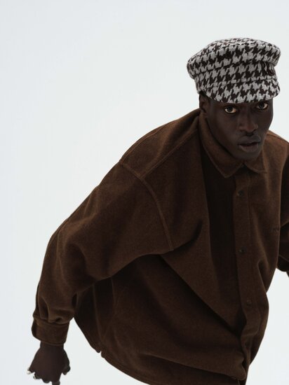 Houndstooth-Mischgewebe-Bäckerjungen-Kappe