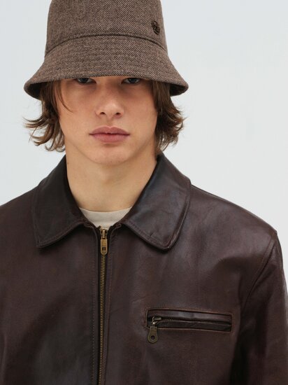 Lampenschirm-Wollmischung-Bucket-Hut