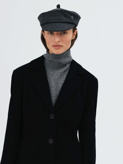 Mit Monogramm bestickte Wollmischung Mütze/Beret