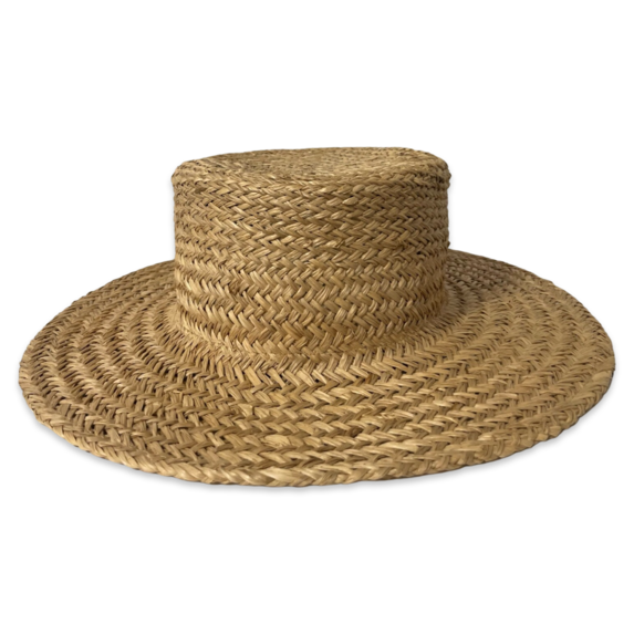 Chain Embellished Straw Boater Hat