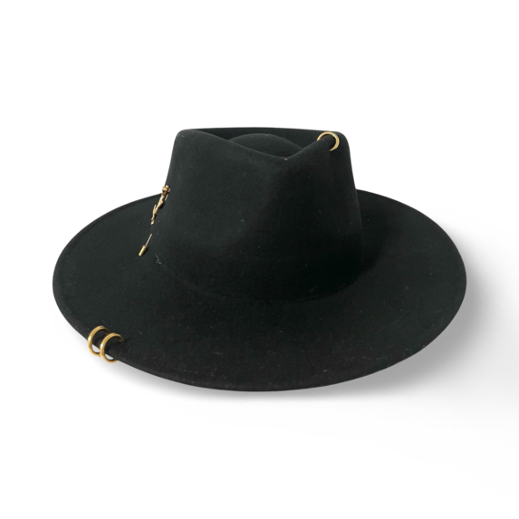 Sombrero Fedora con Detalles Dorados