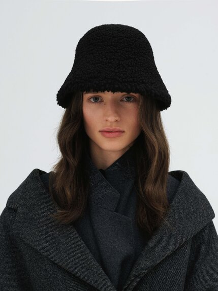 Fuzzy cloche hat