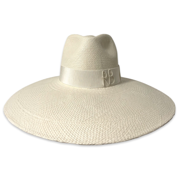 Monogram-embellished Wide Brim Fedora Hat