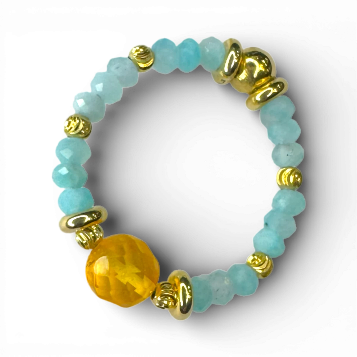 Amber lemon faceted, amazonite