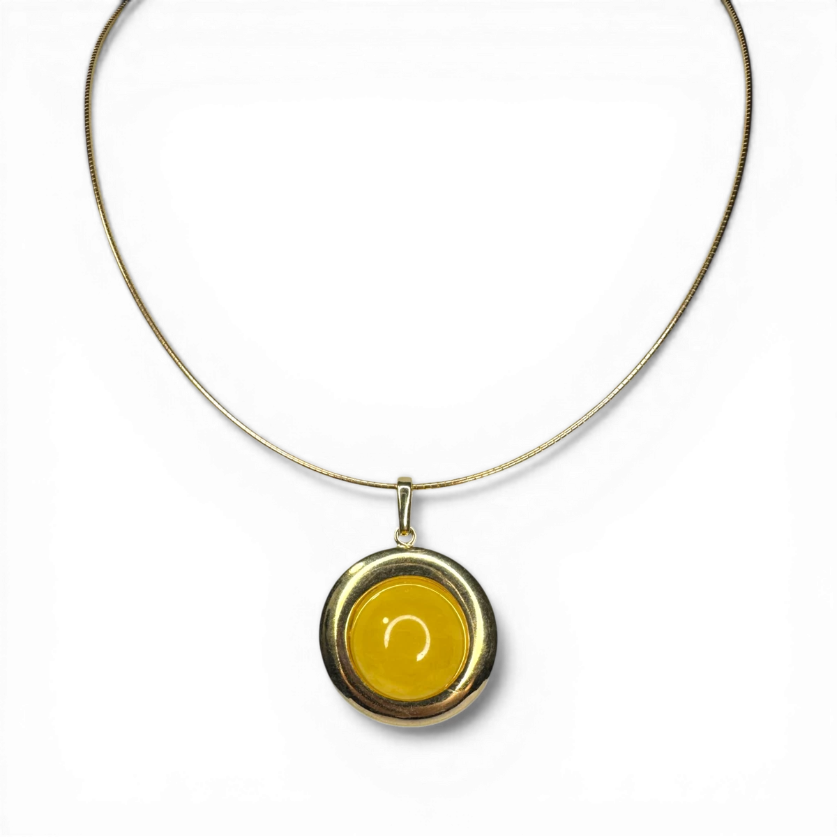 Amber silver gold plated necklace