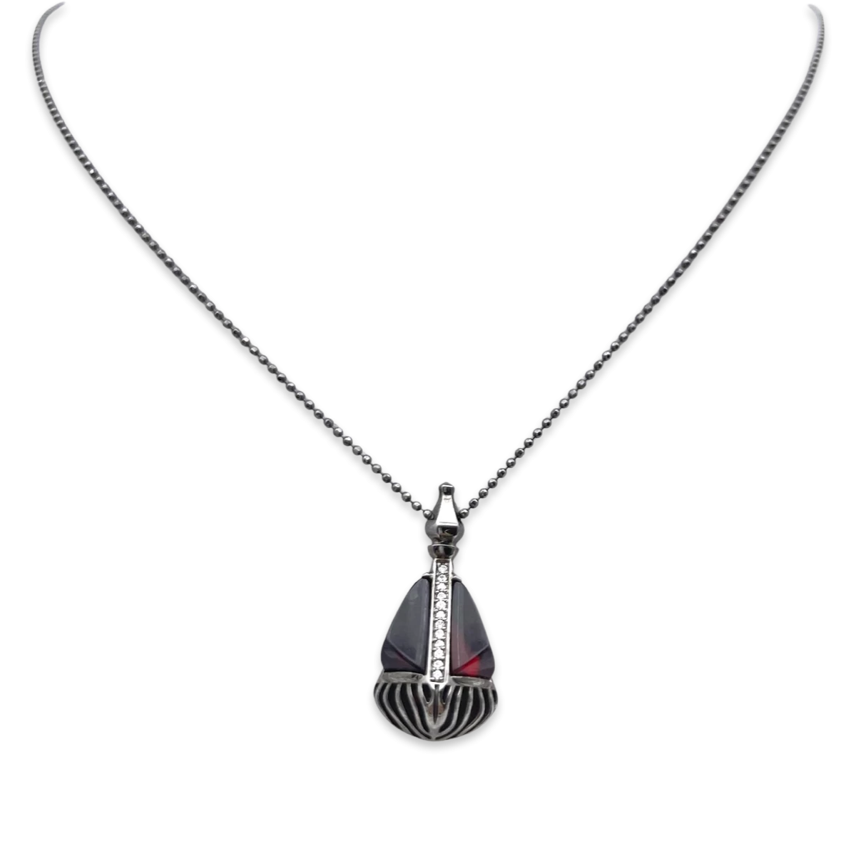 Amber silver necklace