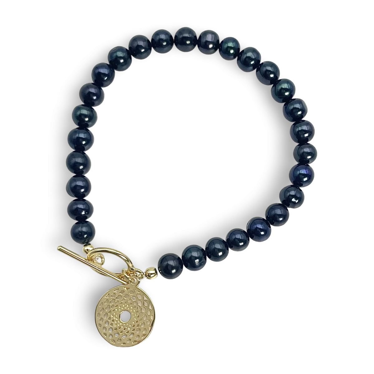 Schwarze Perlenarmband