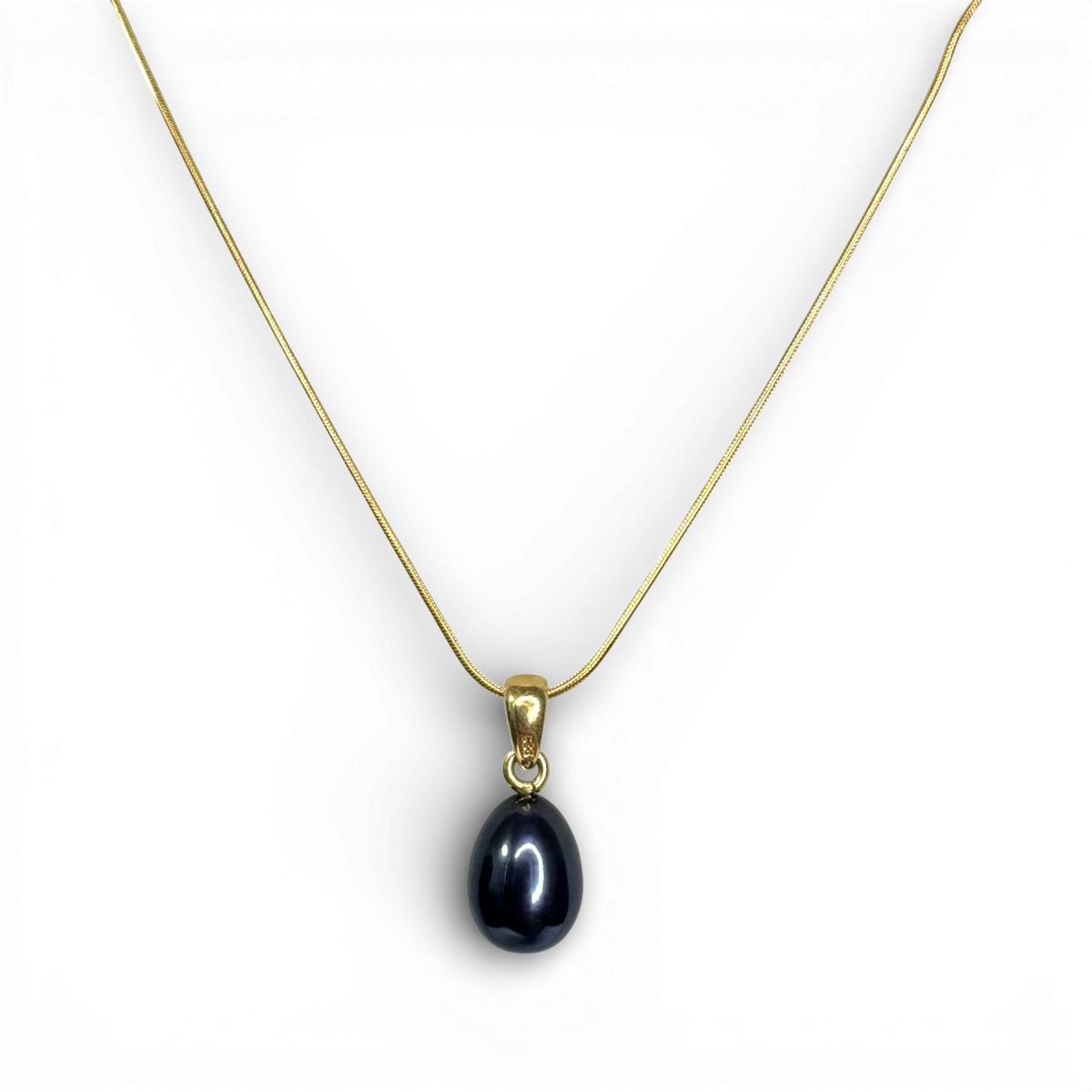 Black Pearl gold plated silver necklace