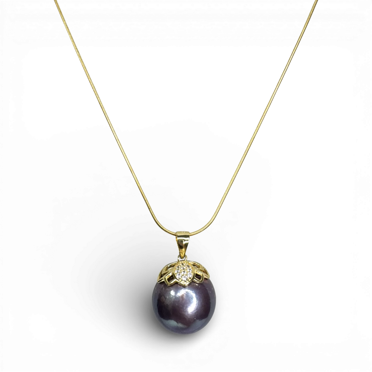 Темна перлина золочений срібний кулон