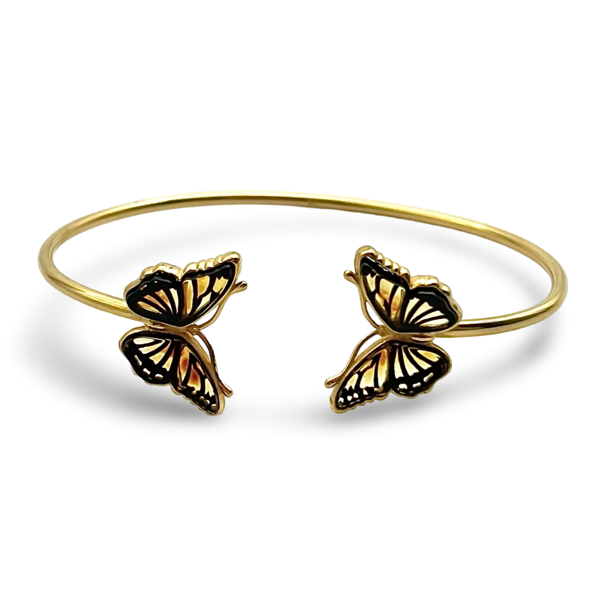 Pulsera de ámbar bañada en oro Mariposa