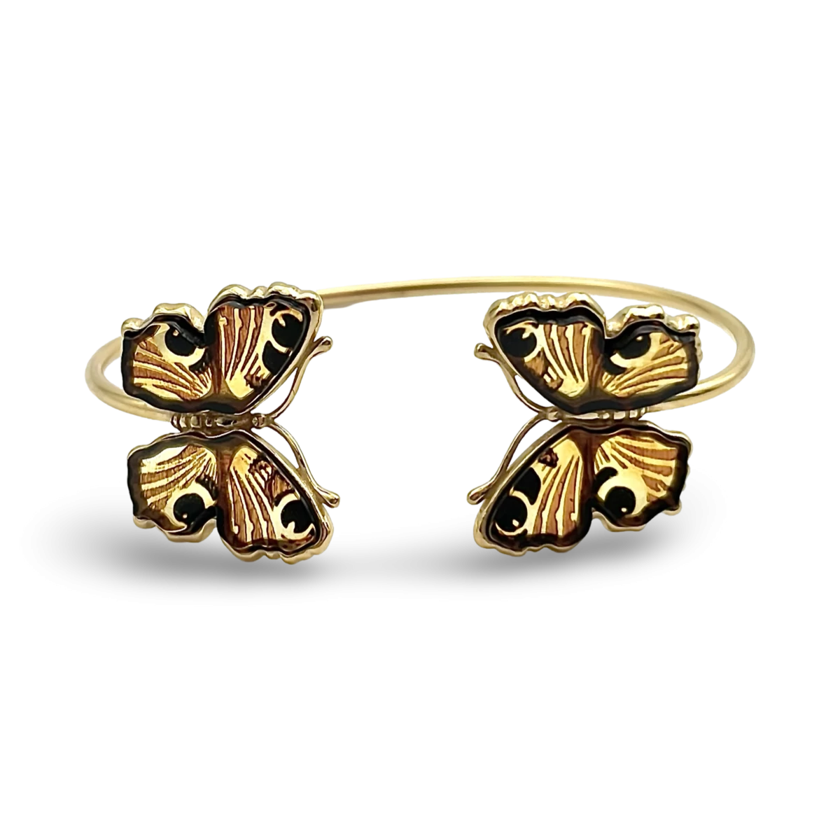 Pulsera de ámbar bañada en oro Mariposa
