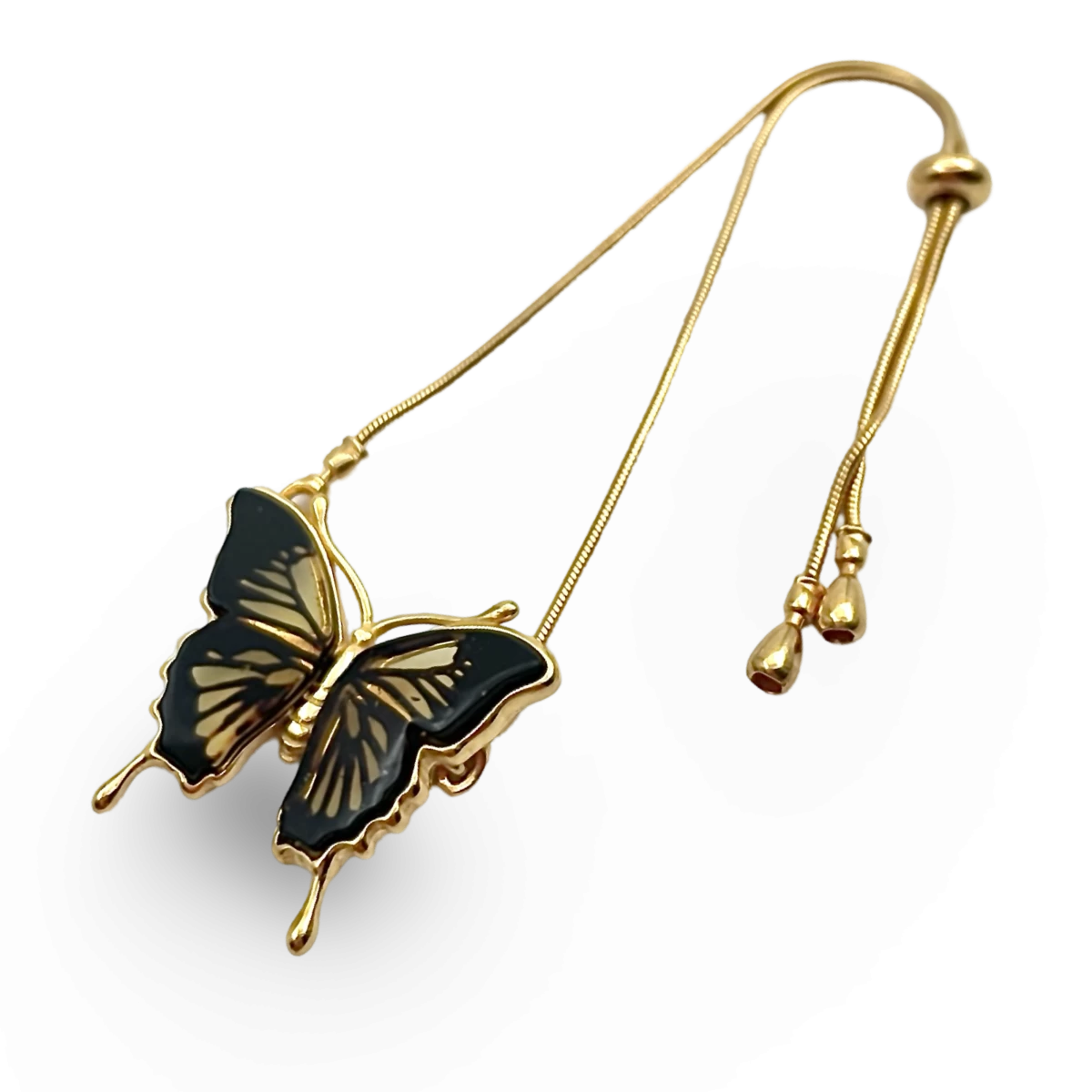 Pulsera de ámbar bañada en oro Mariposa