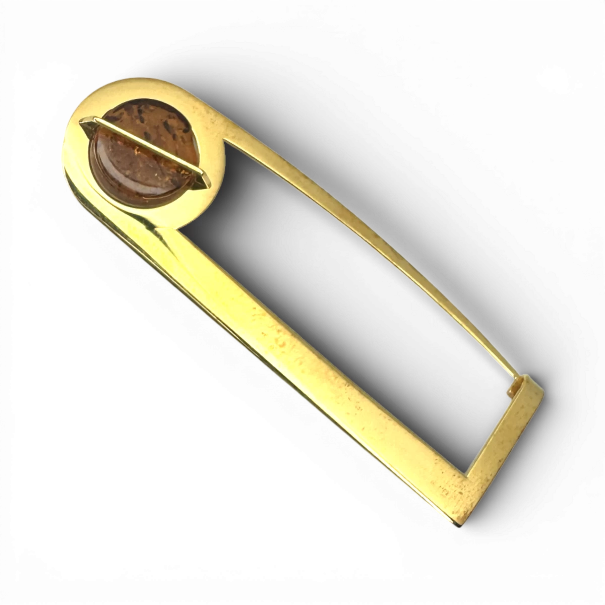 Gold plated amber brooch