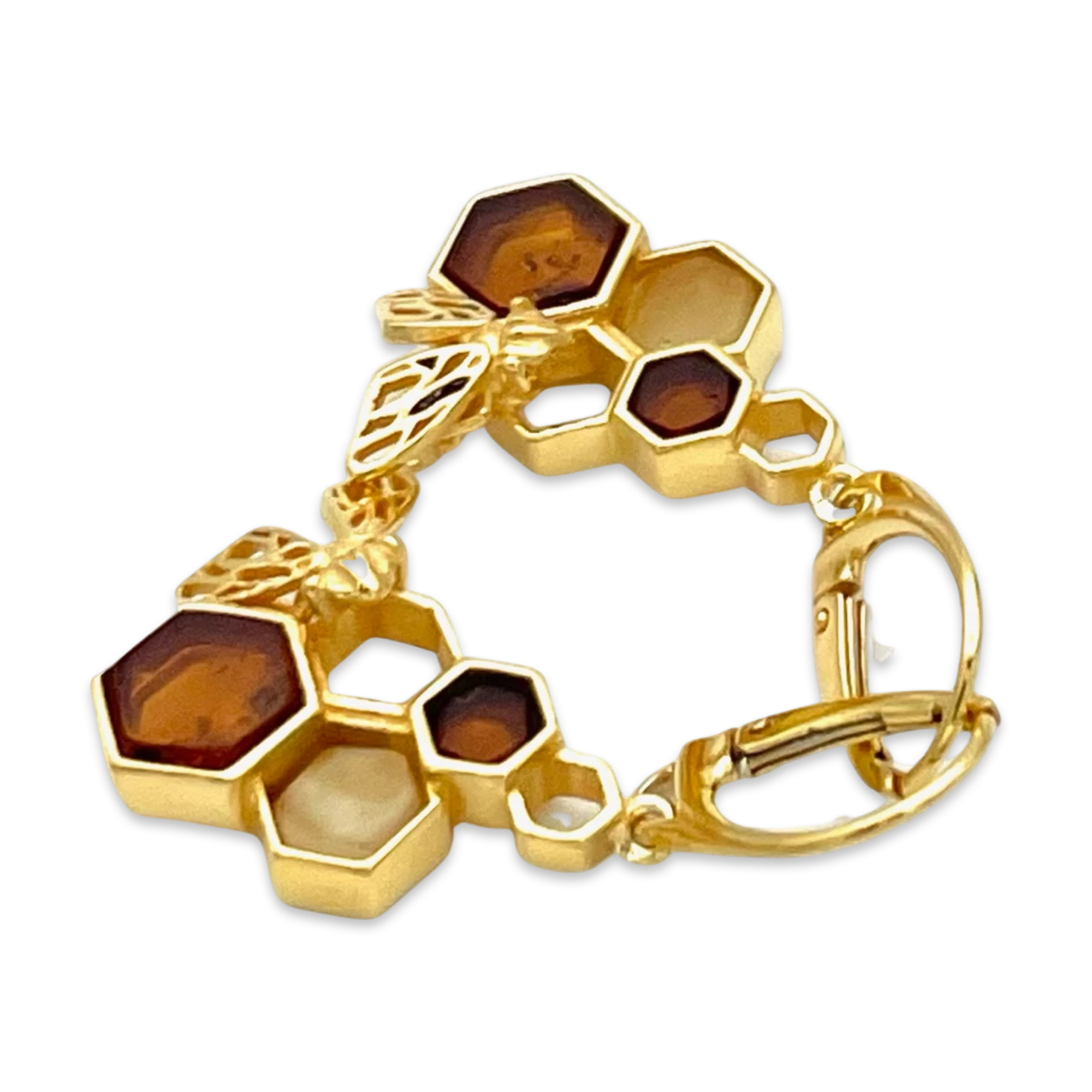 Золотисті янтарні сережки