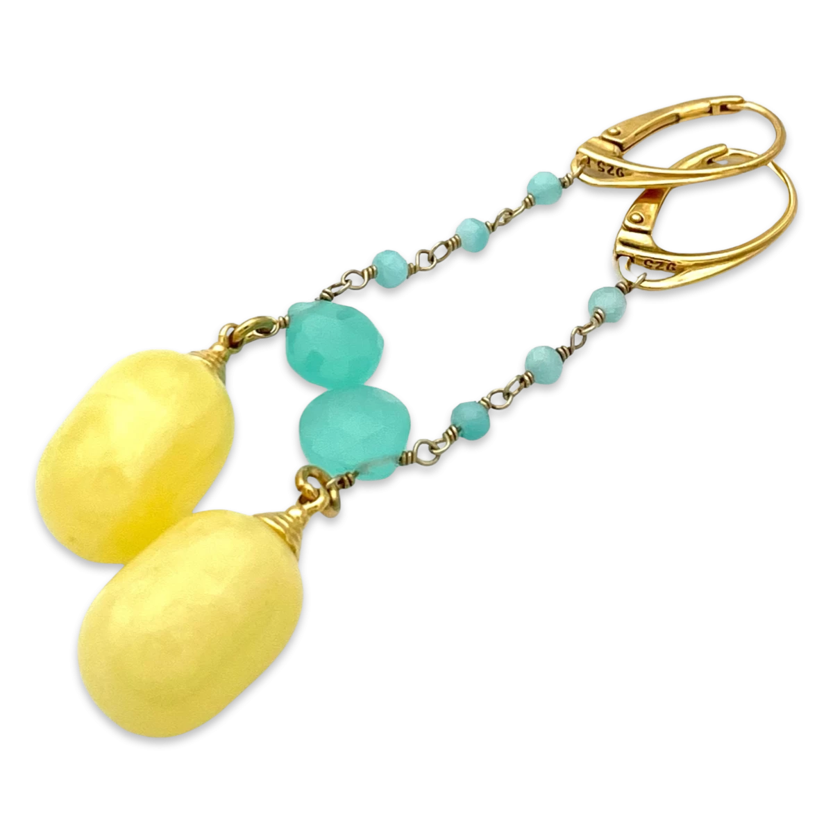 Boucles d'oreilles en ambre plaquées or