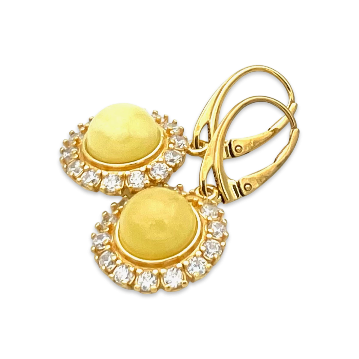 Золото-покриті янтарні сережки