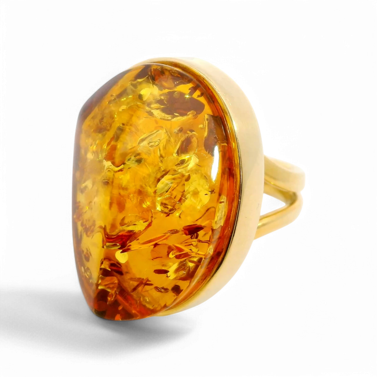 金镀琥珀戒指