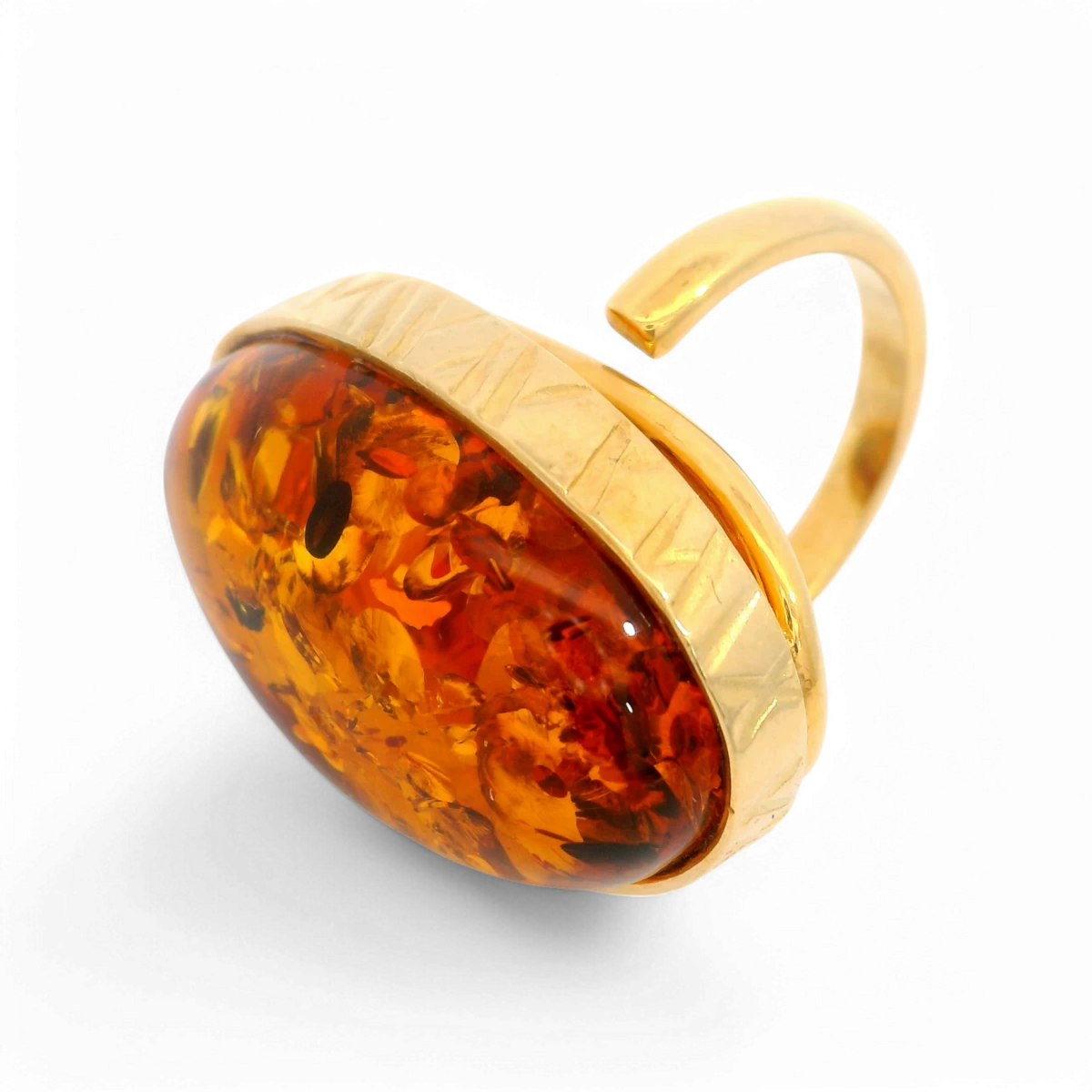 镀金琥珀戒指