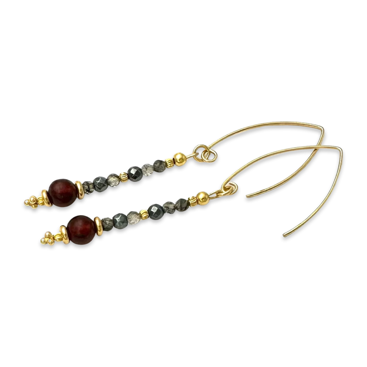 Pendientes Bañados en Oro con Ámbar y Cuentas