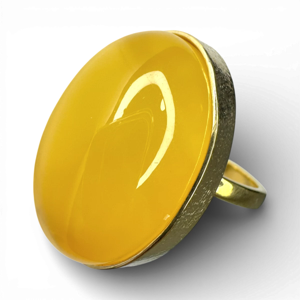 镀金银琥珀戒指