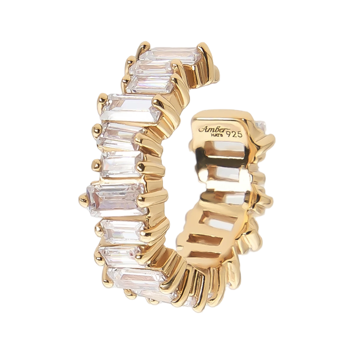 Pince-oreille en argent plaqué or avec zircons