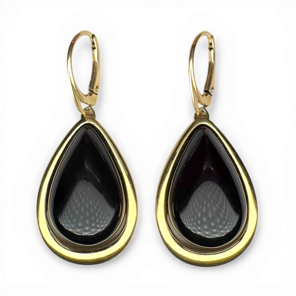 Gold-Plated Silver Earrings with Dark Cherry Amber