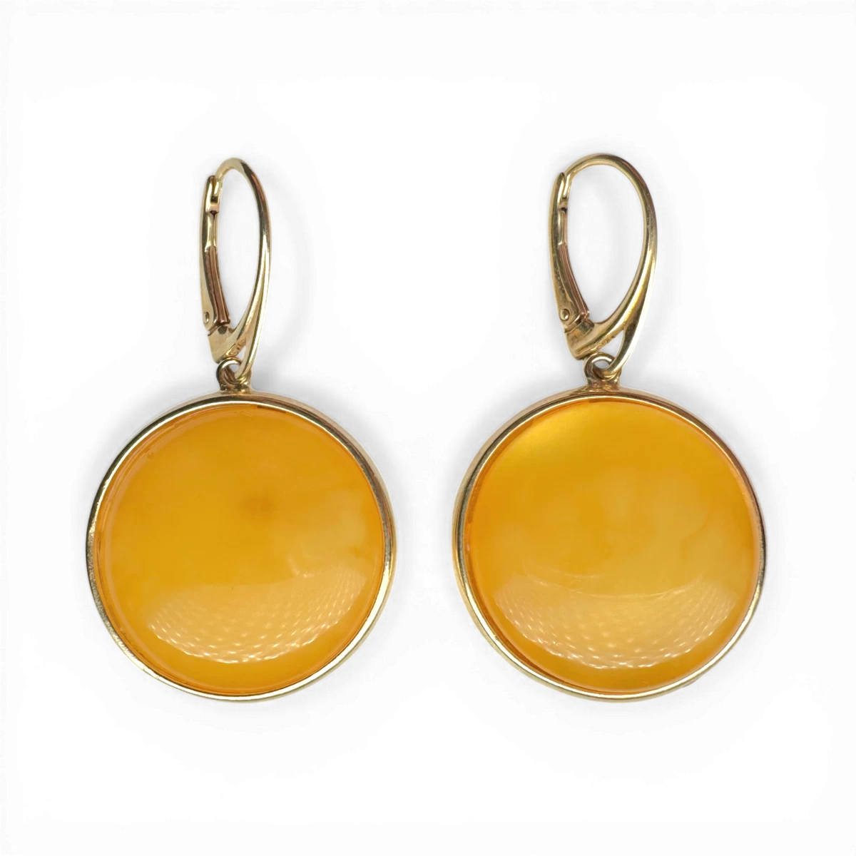 Gold-Plated Silver Earrings with Yellow Amber