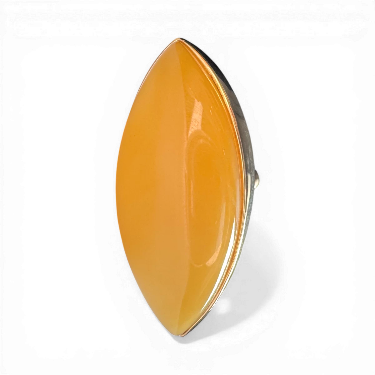 Gold-Plated Silver Ring with Yellow Amber (Adjustable)
