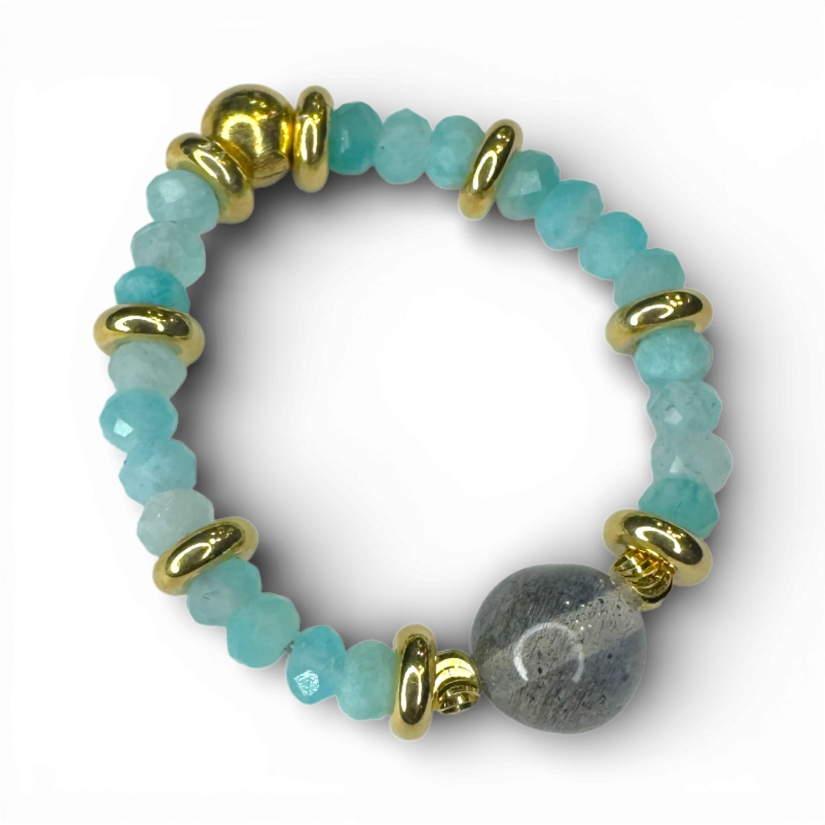 Labradorit-, Amazonit-Ring