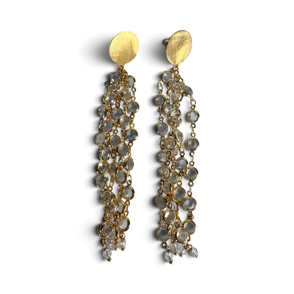 Pendientes largos de zirconia — Plata de ley 925 chapada en oro