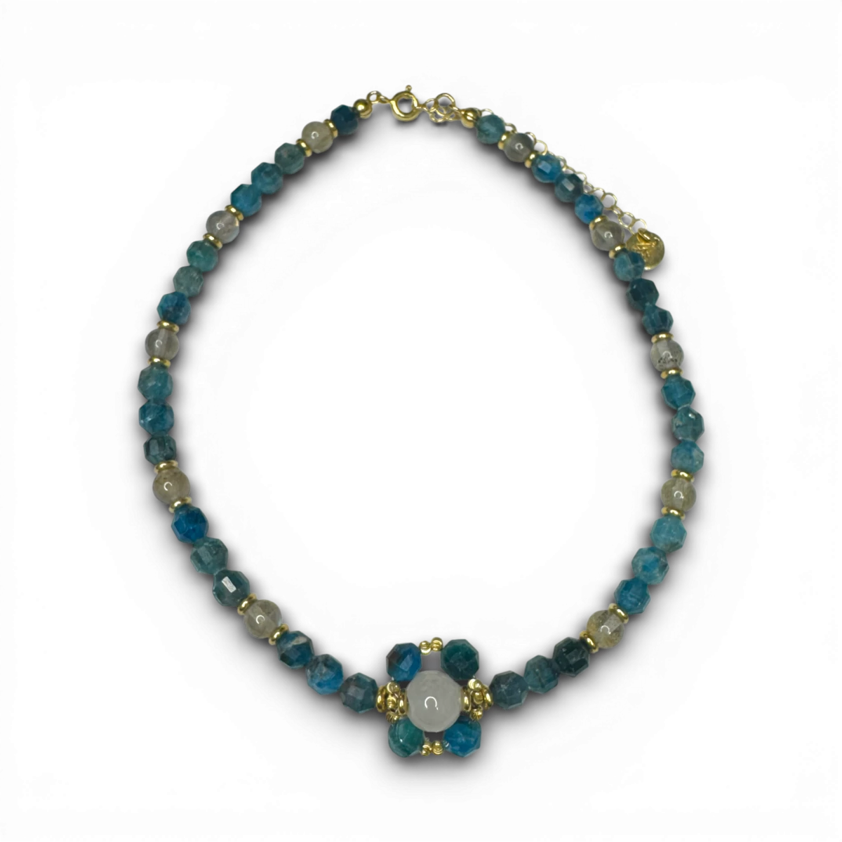 Collier avec quartz rose, labradorite et apatite