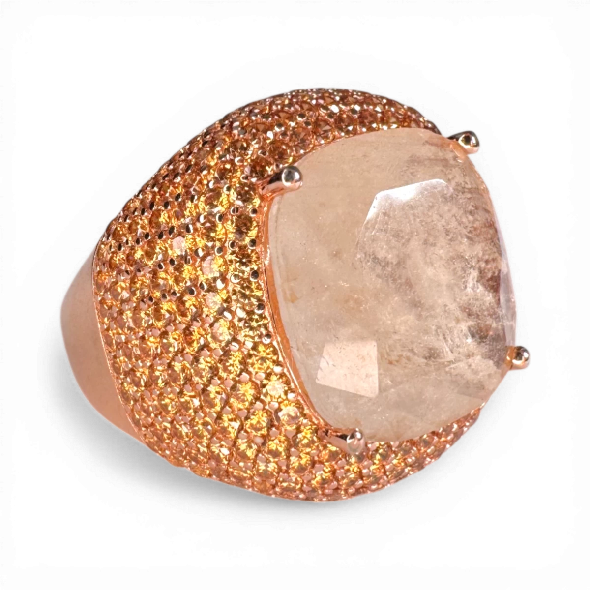 Pavé Doppel-Champagner-Rosenring