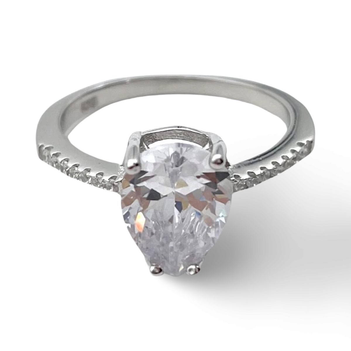 Каблучка з перлиною у формі груші з срібла