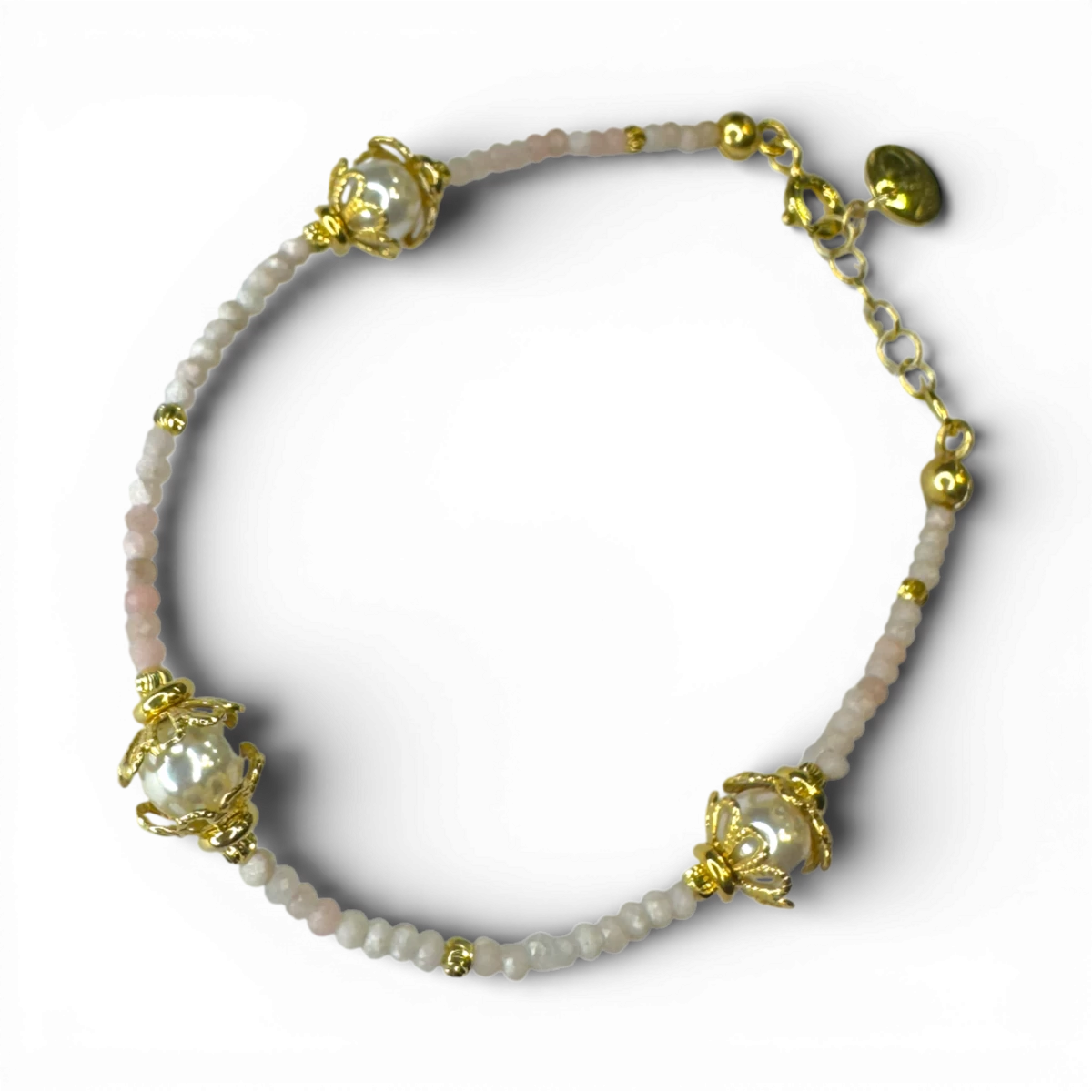 Perles, bracelet en opale rose