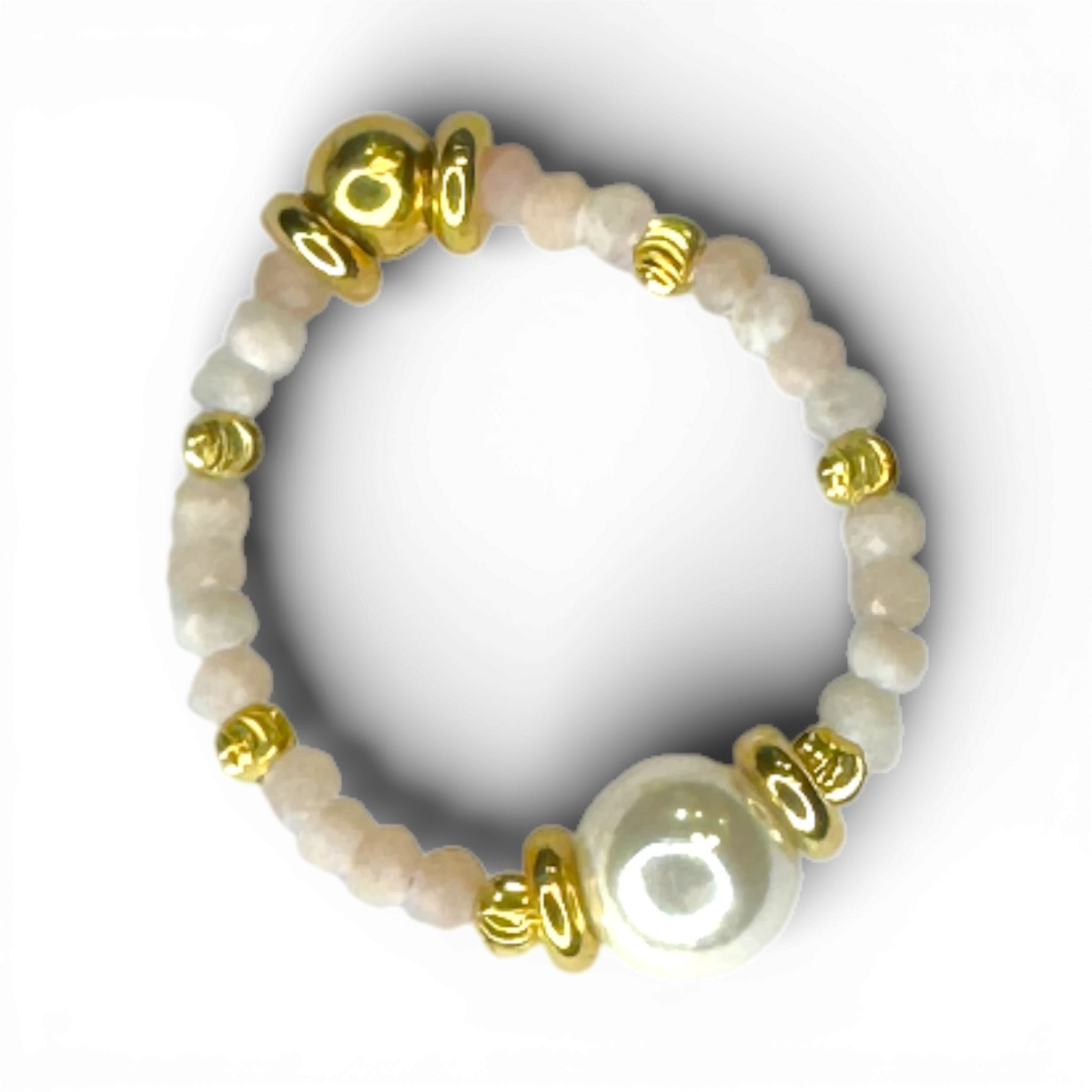 粉色蛋白石珍珠戒指