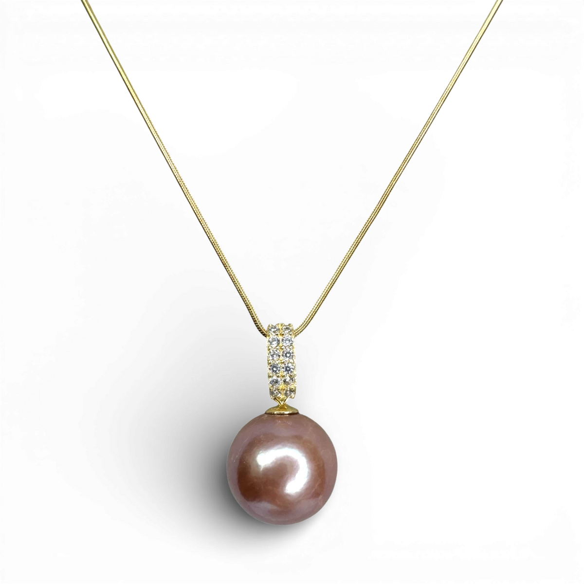 Pink Pearl gold plated silver necklace