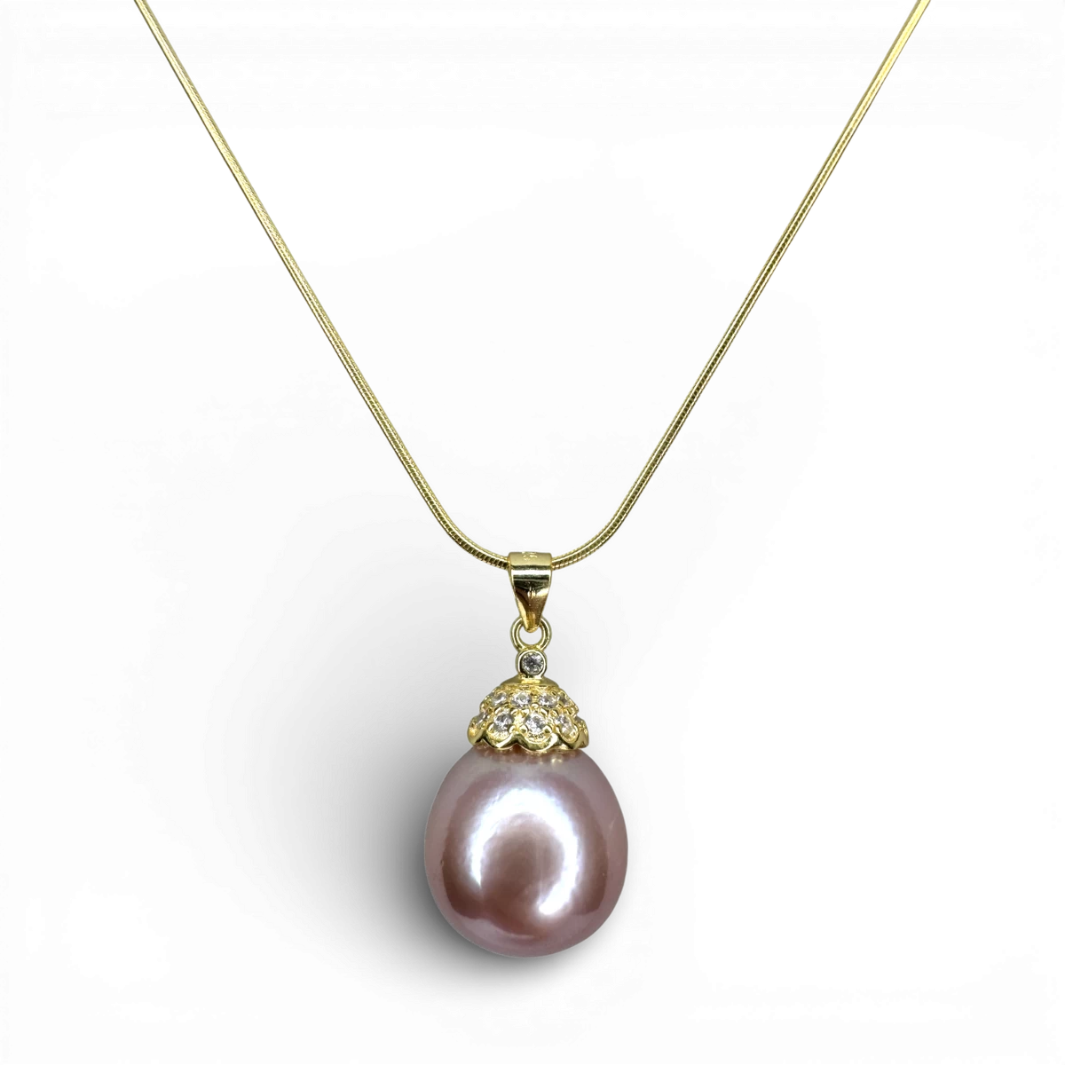 Pink Pearl gold plated silver necklace