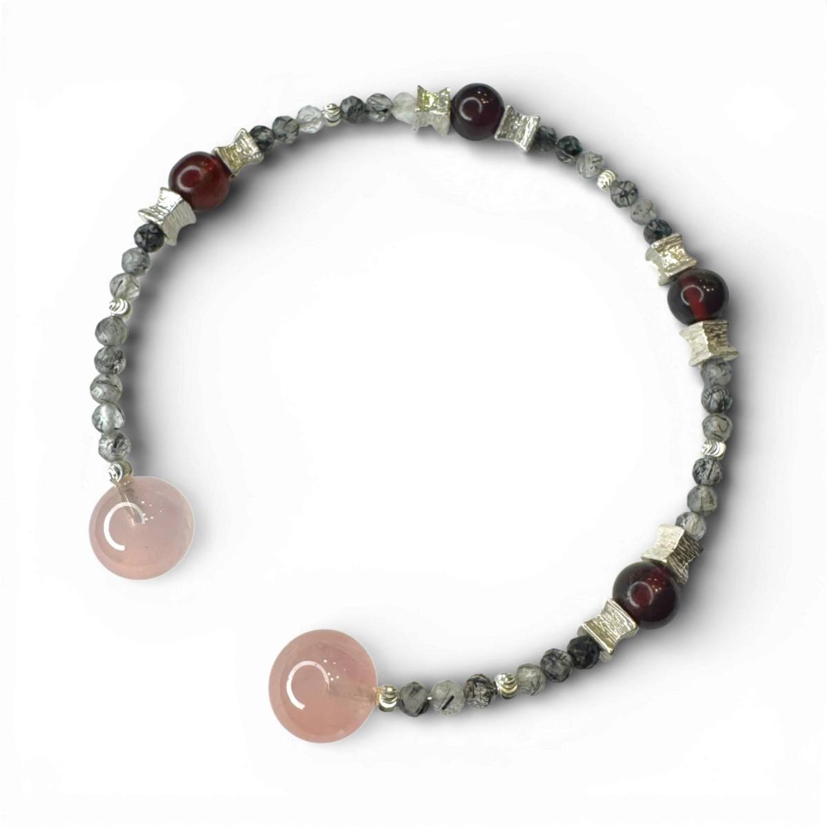Rose Quartz, bracelet cerise ambre